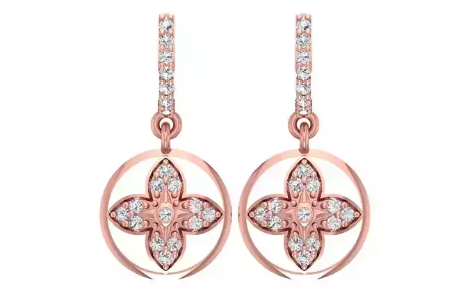 Women Diamond Earrings 3dm STL OBJ FBX Renders Details