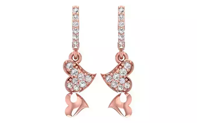 Women Diamond Heart Earrings 3dm STL OBJ FBX Renders Details