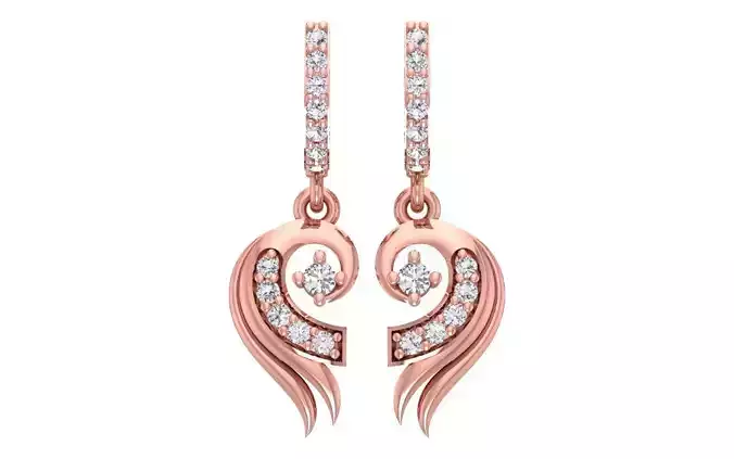 Women Diamond Earrings 3dm STL OBJ FBX Renders Details