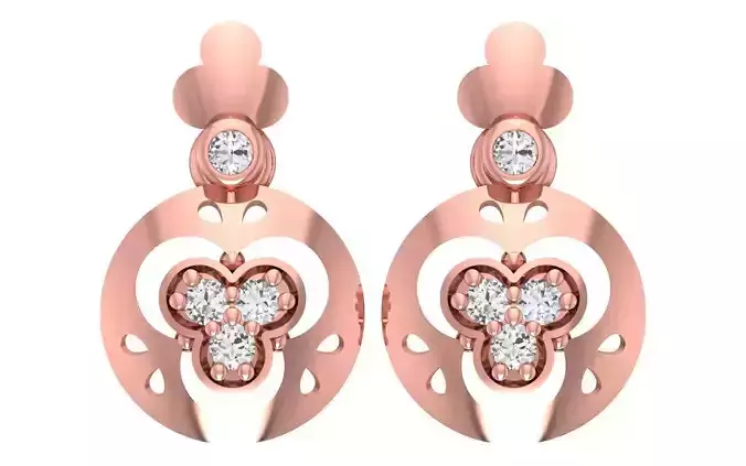 Women Diamond Earrings 3dm STL OBJ FBX Renders Details