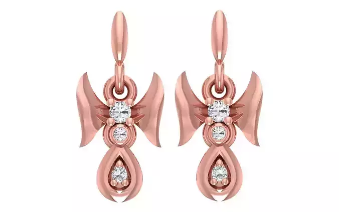 Women Diamond Earrings 3dm STL OBJ FBX Renders Details