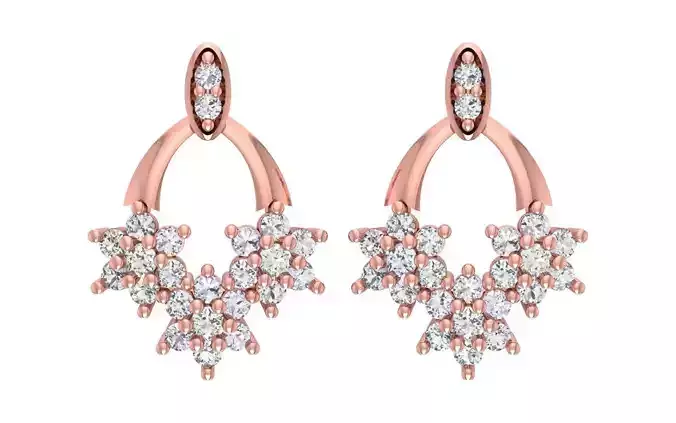 Women Diamond Earrings 3dm STL OBJ FBX Renders Details