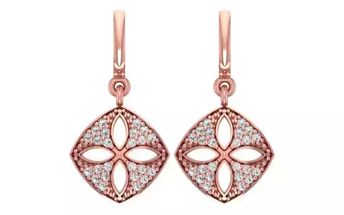 Women Diamond Earrings 3dm STL OBJ FBX Renders Details