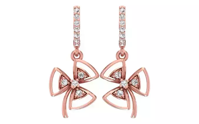 Women Diamond Earrings 3dm STL OBJ FBX Renders Details