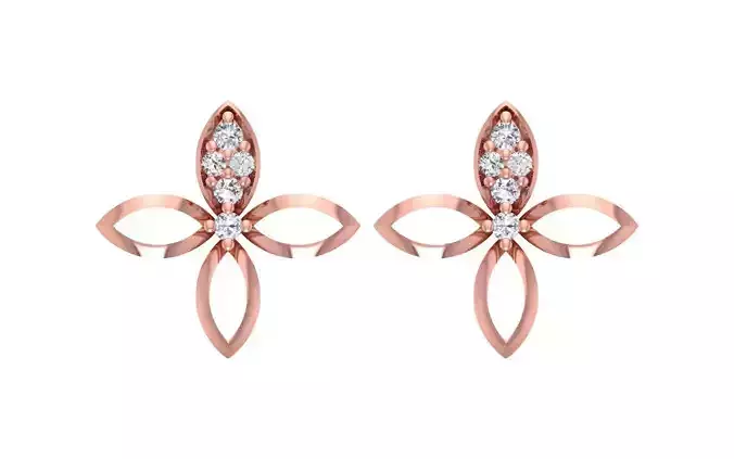 Women Diamond Earrings 3dm STL OBJ FBX Renders Details