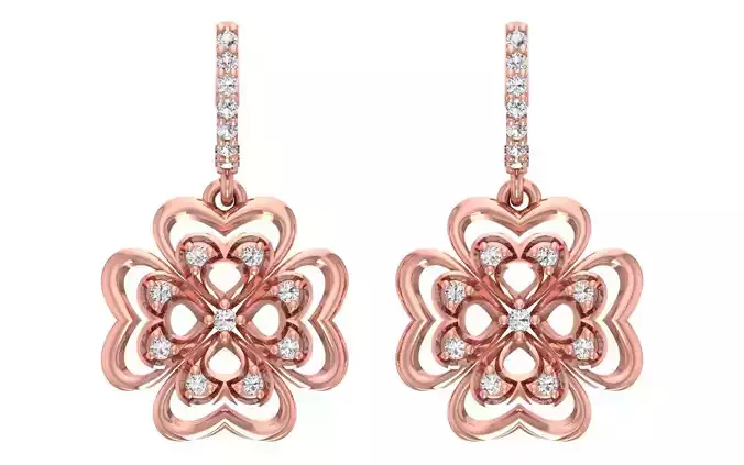 Women Diamond Earrings 3dm STL OBJ FBX Renders Details