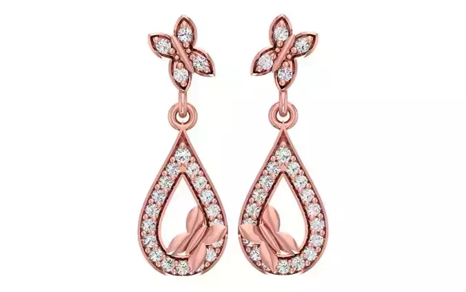 Women Diamond Earrings 3dm STL OBJ FBX Renders Details