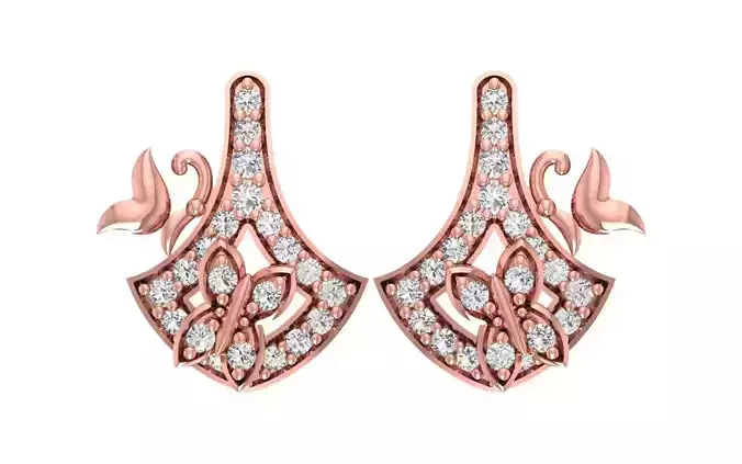 Women Diamond Earrings 3dm STL OBJ FBX Renders Details