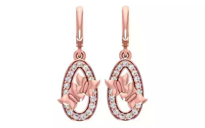 Women Diamond Earrings 3dm STL OBJ FBX Renders Details