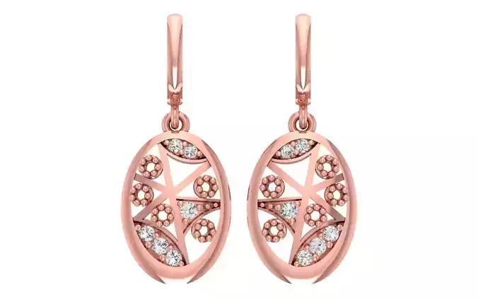 Women Diamond Earrings 3dm STL OBJ FBX Renders Details