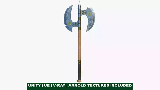 Battle Axe Gold Weapon All PBR Unity UE Textures Included