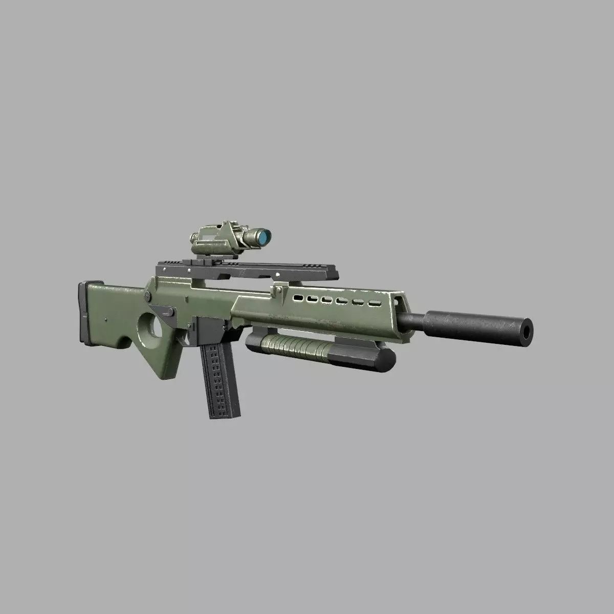 Assault rifle Low-poly 3D model_0