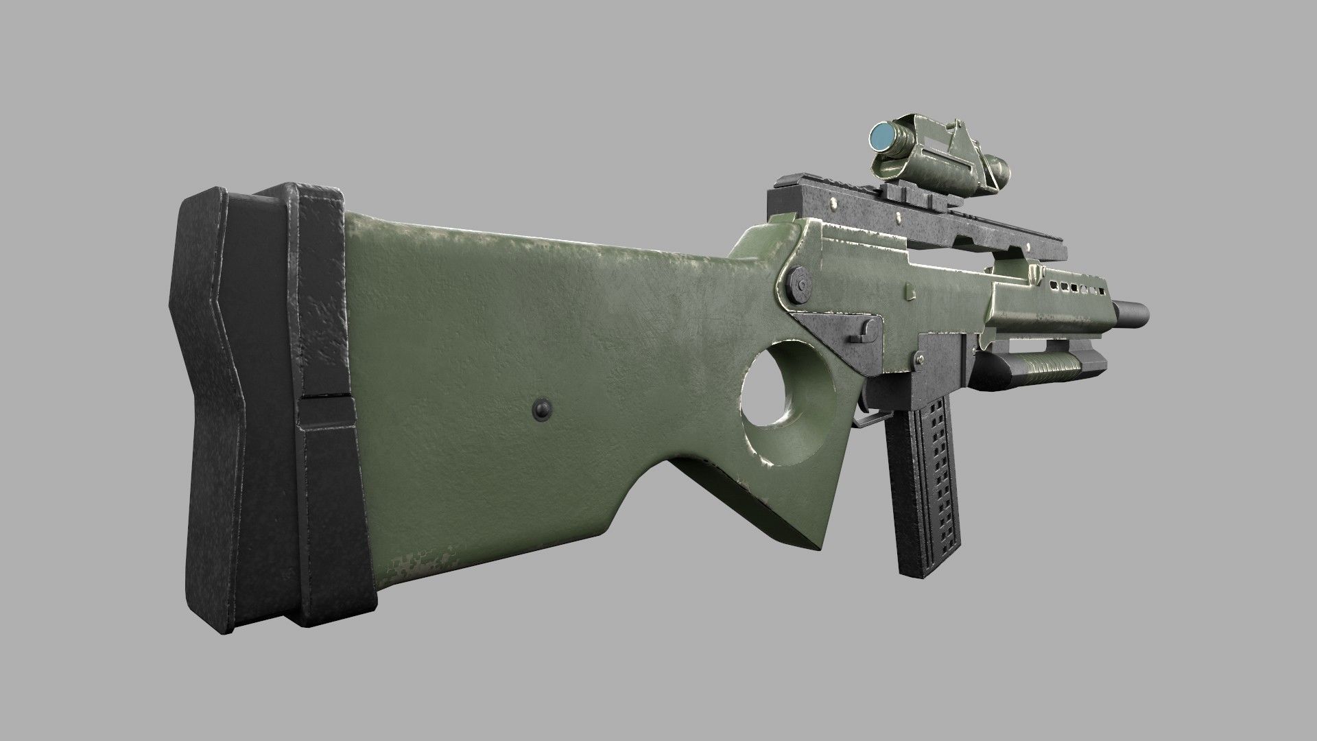Assault rifle Low-poly 3D model_4