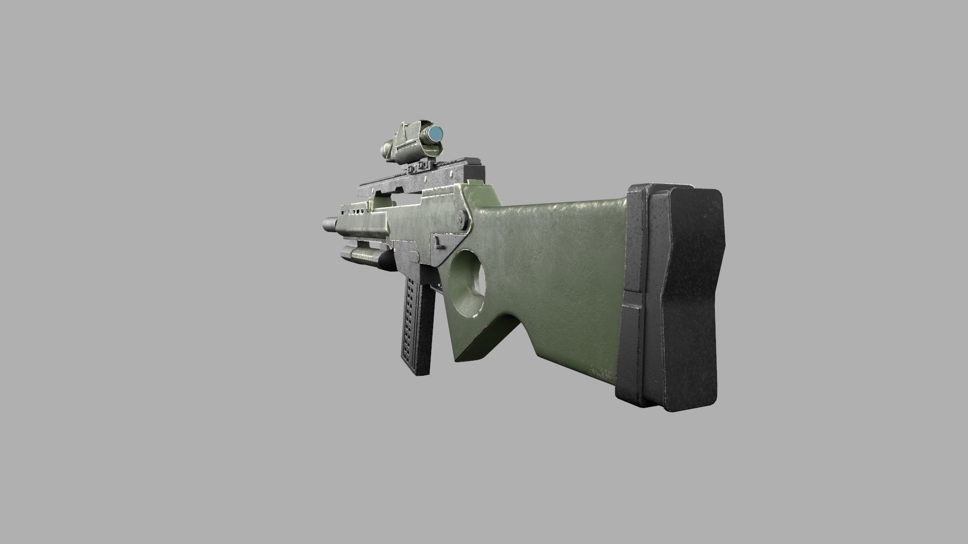 Assault rifle Low-poly 3D model_3