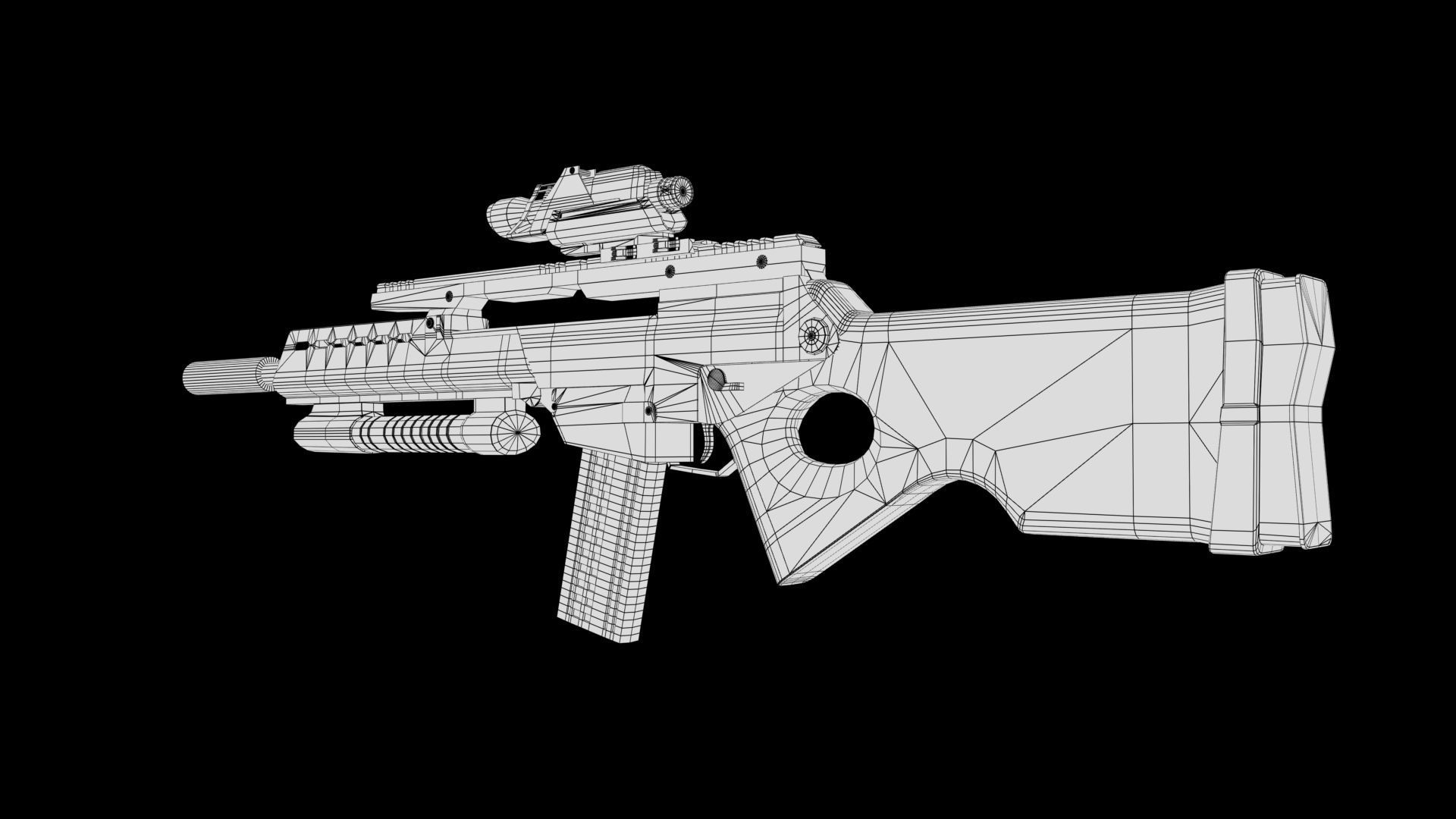 Assault rifle Low-poly 3D model_10