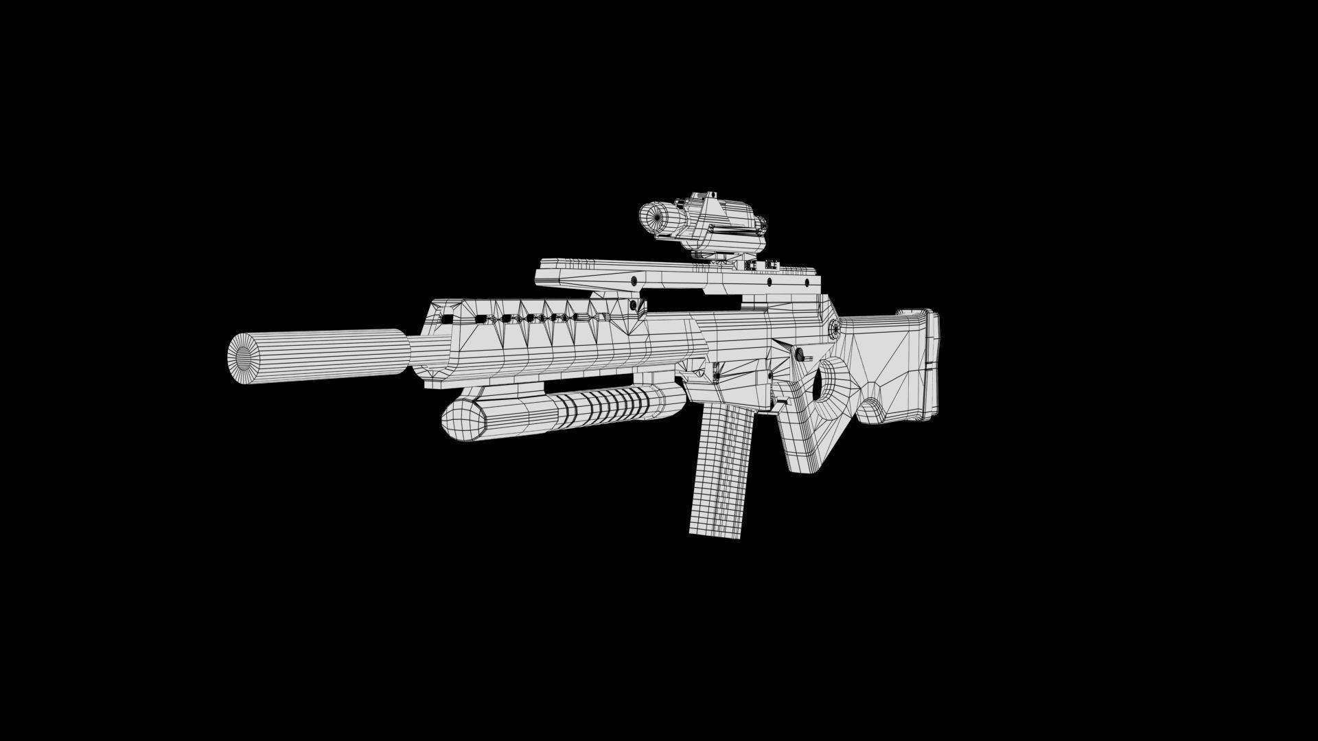 Assault rifle Low-poly 3D model_9