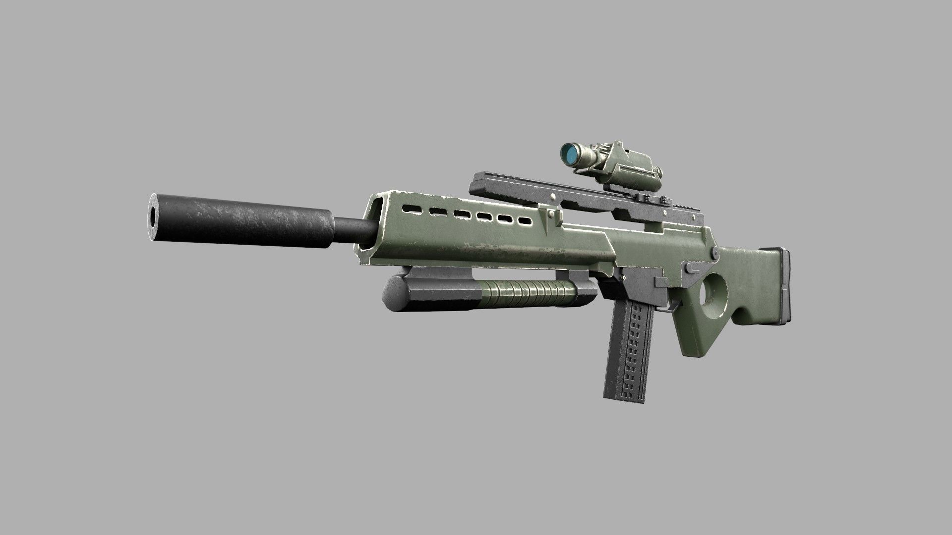 Assault rifle Low-poly 3D model_2
