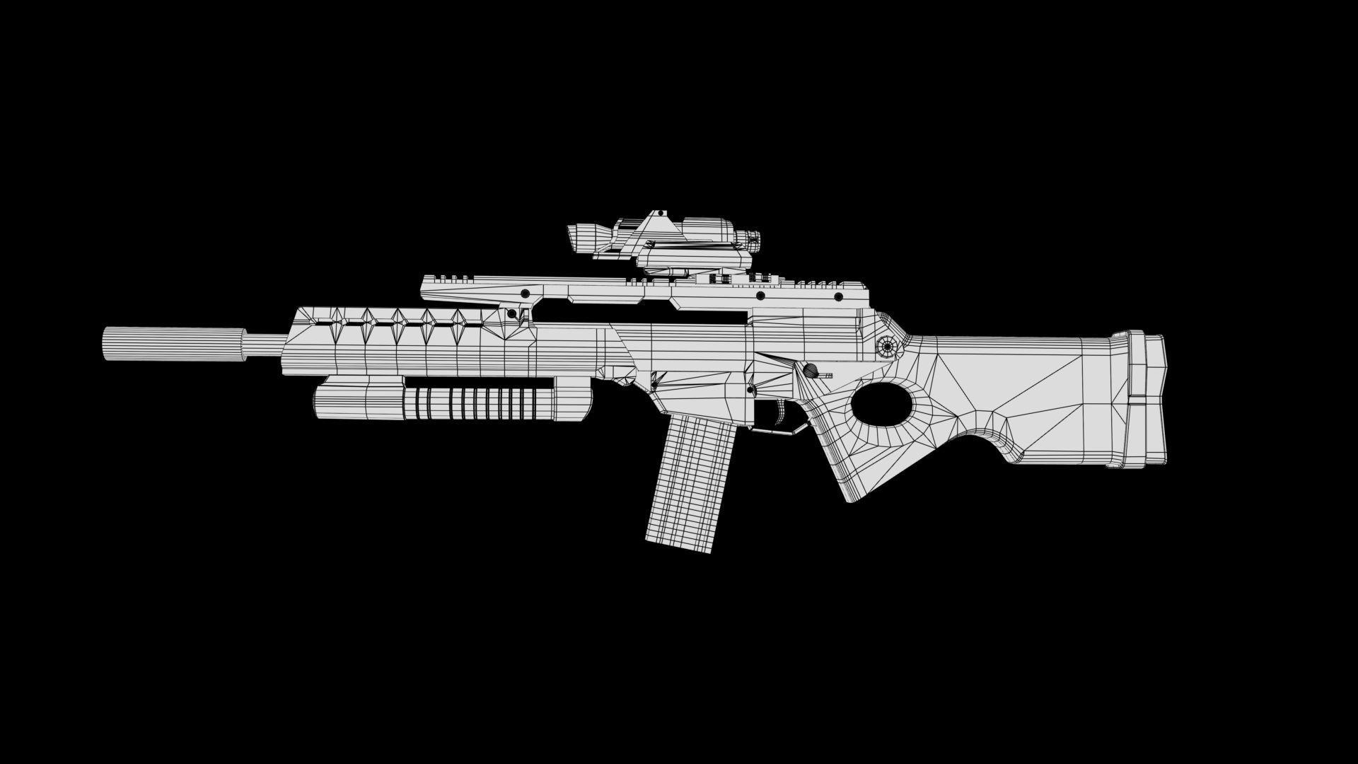 Assault rifle Low-poly 3D model_7