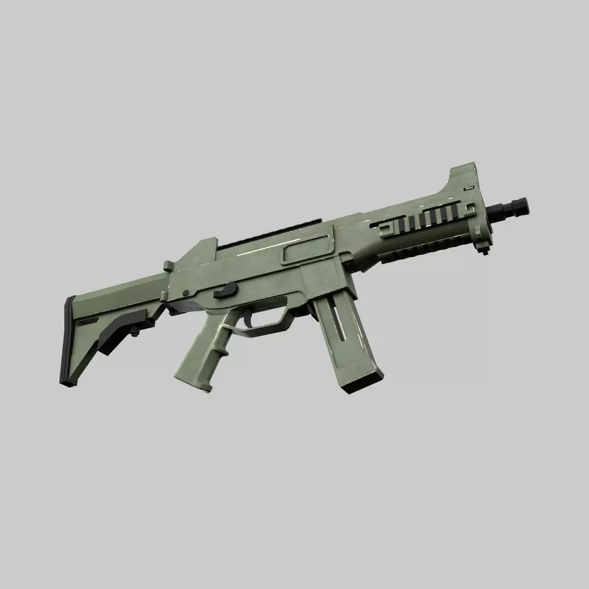 Assault rifle Low-poly 3D model_0