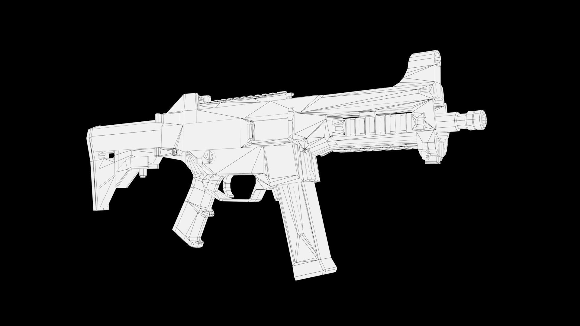 Assault rifle Low-poly 3D model_7