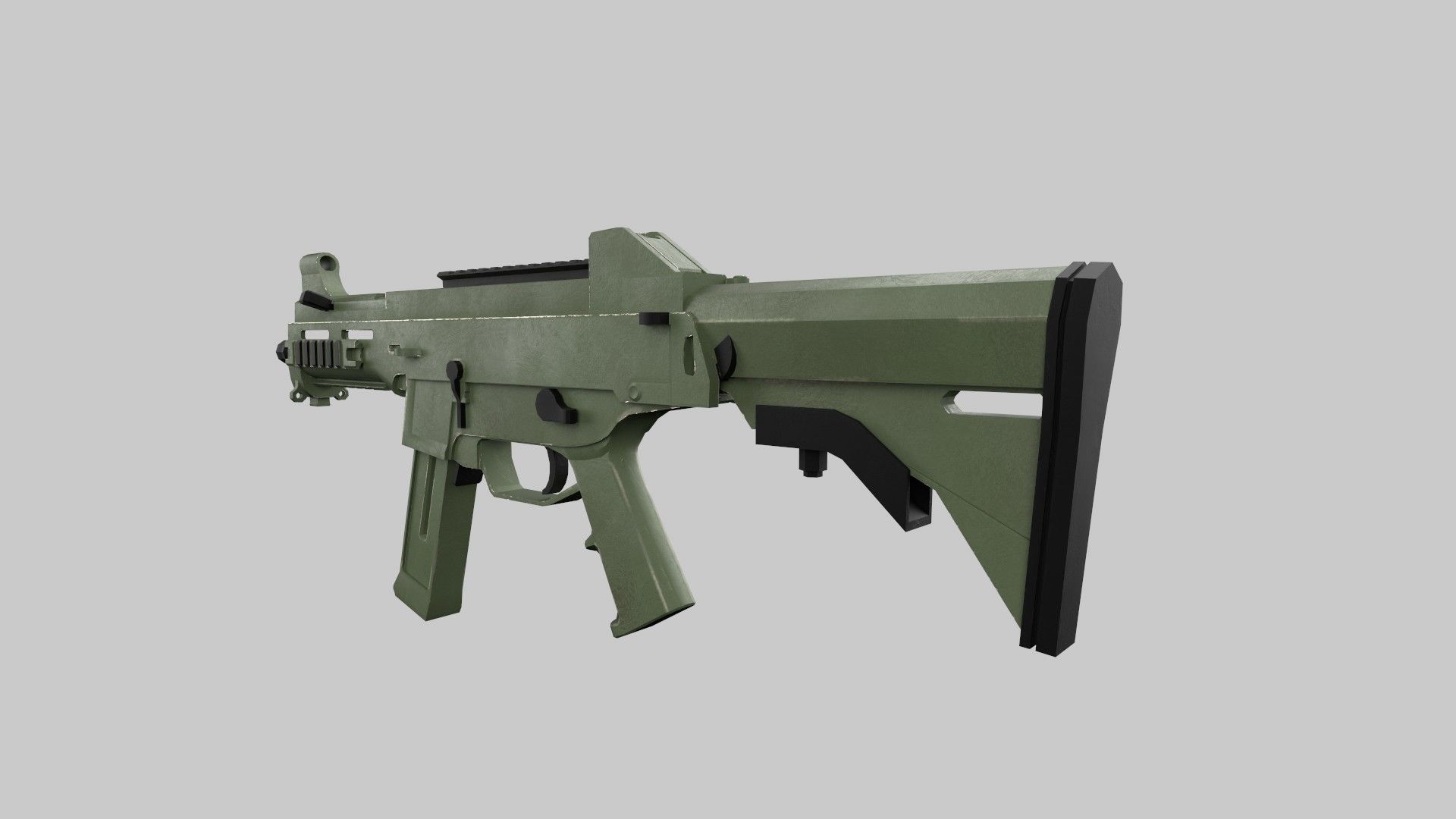 Assault rifle Low-poly 3D model_5