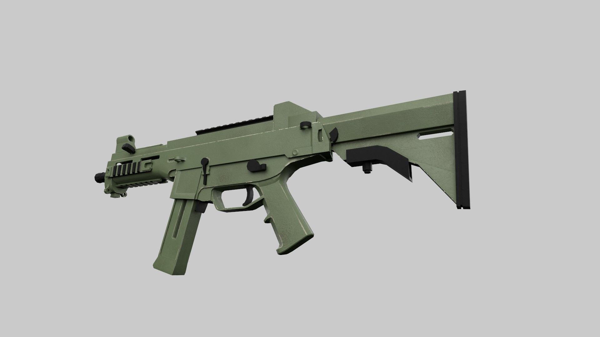Assault rifle Low-poly 3D model_3