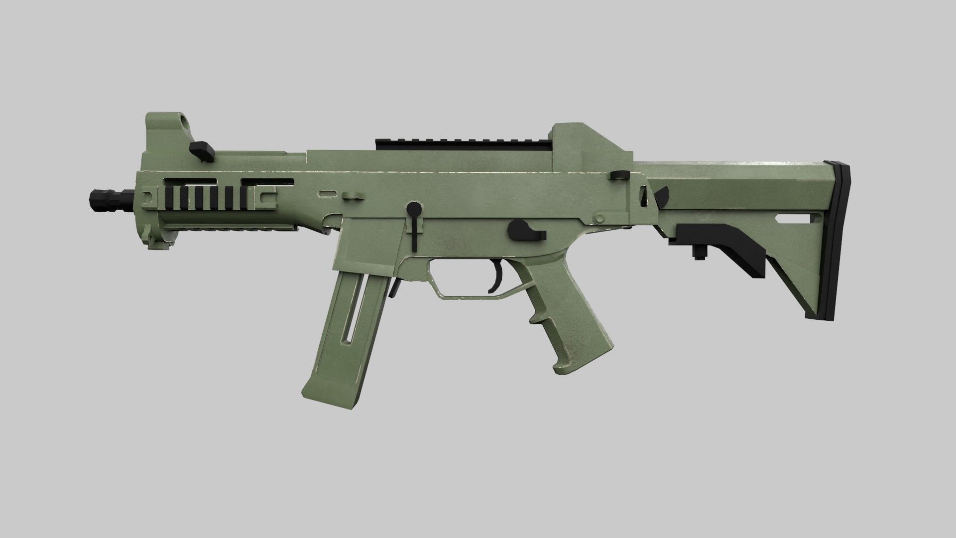 Assault rifle Low-poly 3D model_1