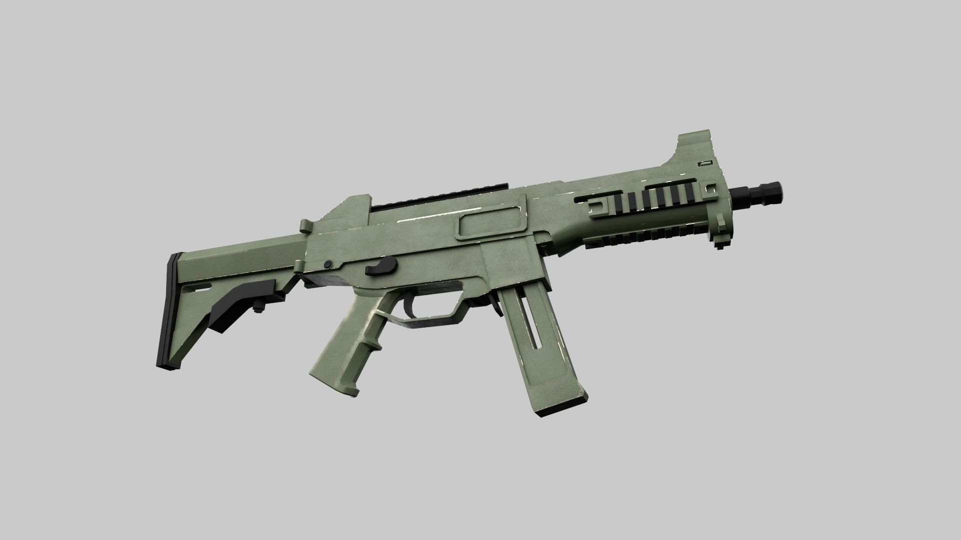 Assault rifle Low-poly 3D model_4