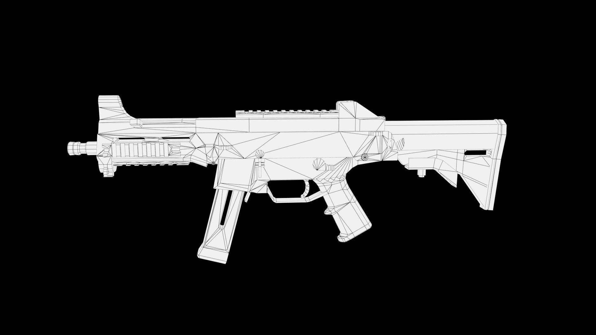 Assault rifle Low-poly 3D model_6