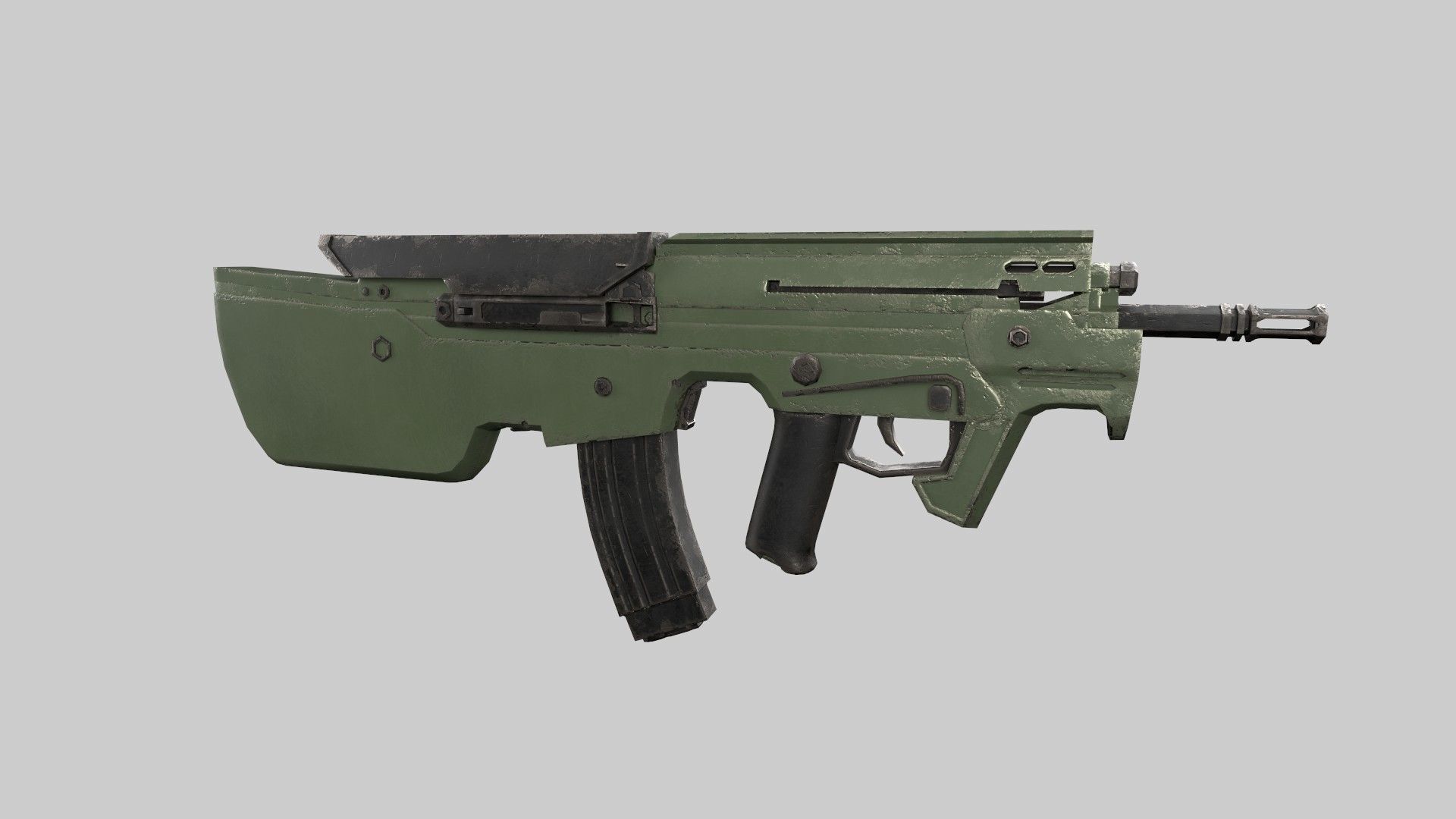 Assault rifle Low-poly 3D model_3