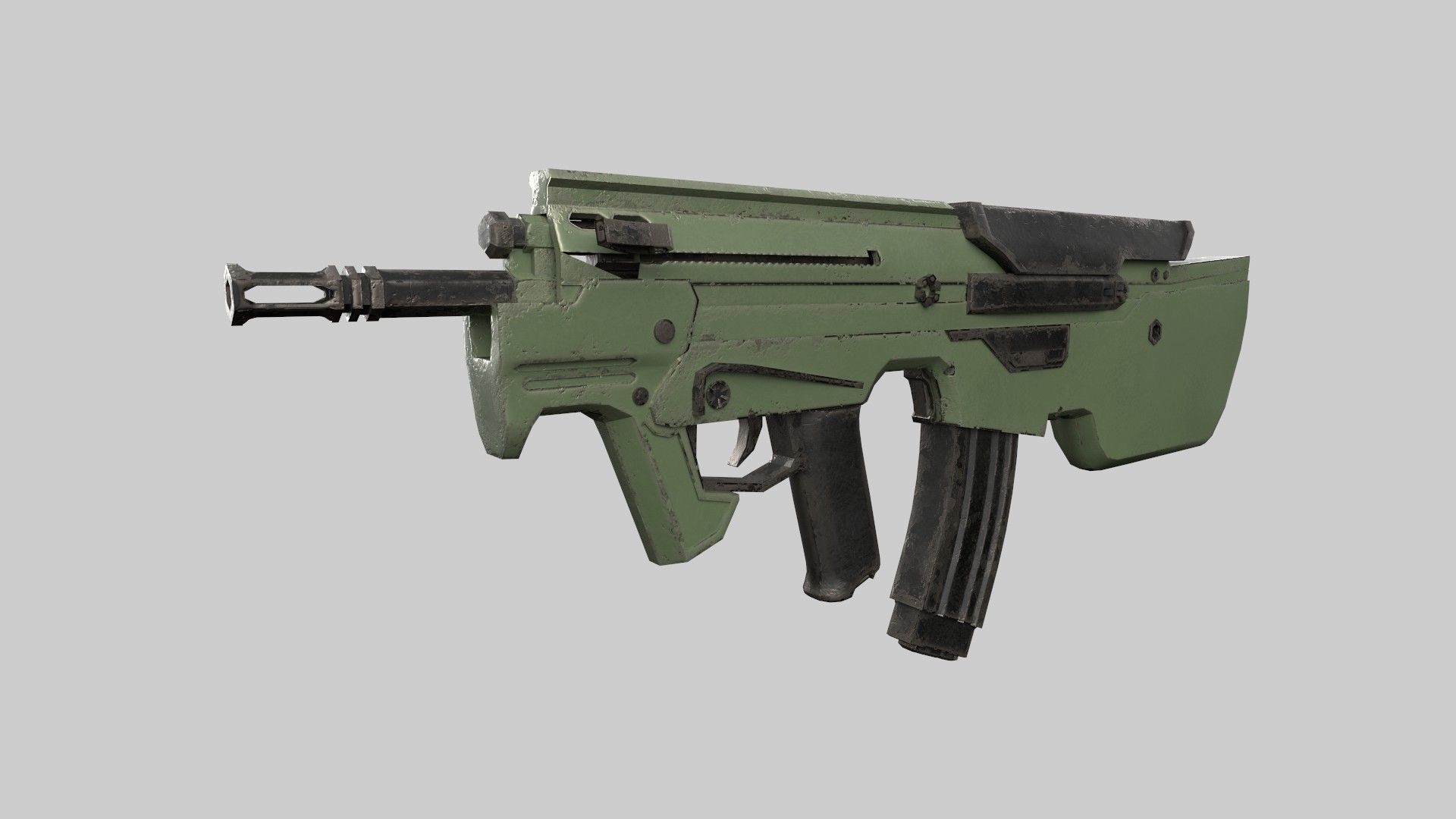 Assault rifle Low-poly 3D model_2