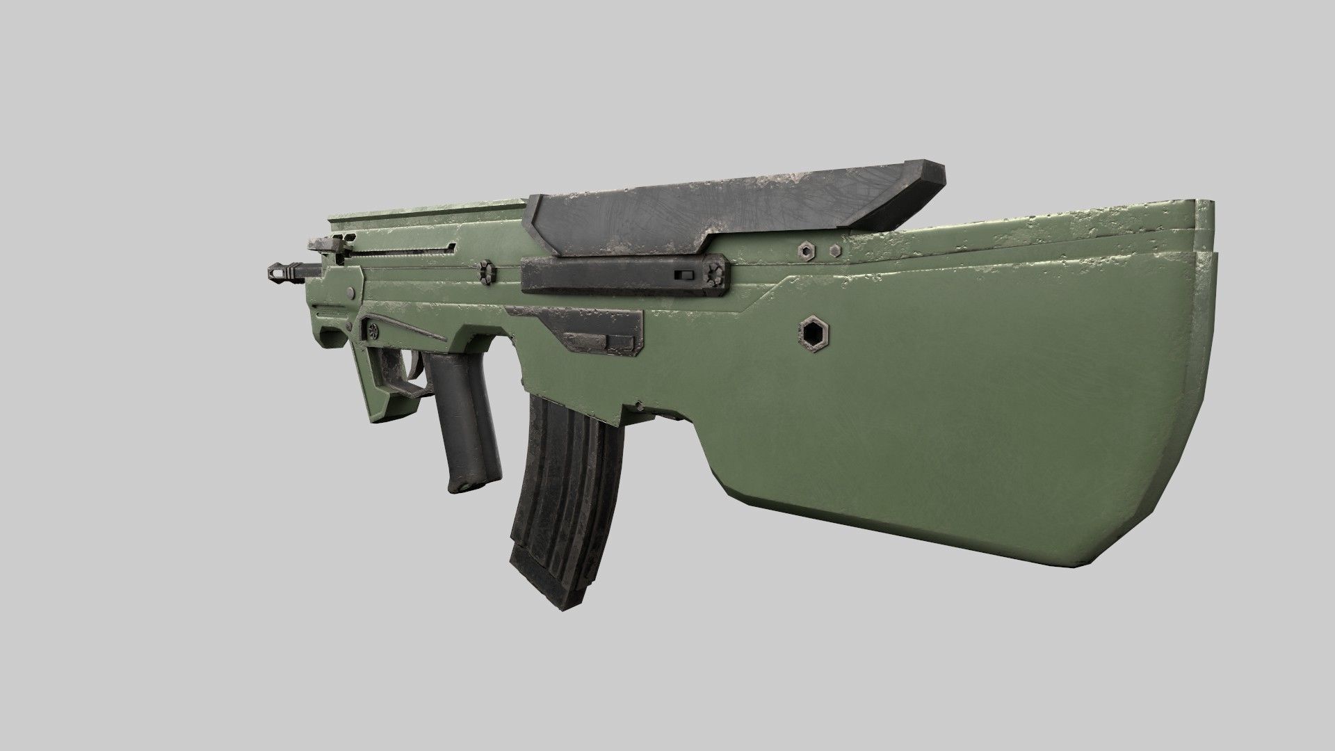 Assault rifle Low-poly 3D model_1