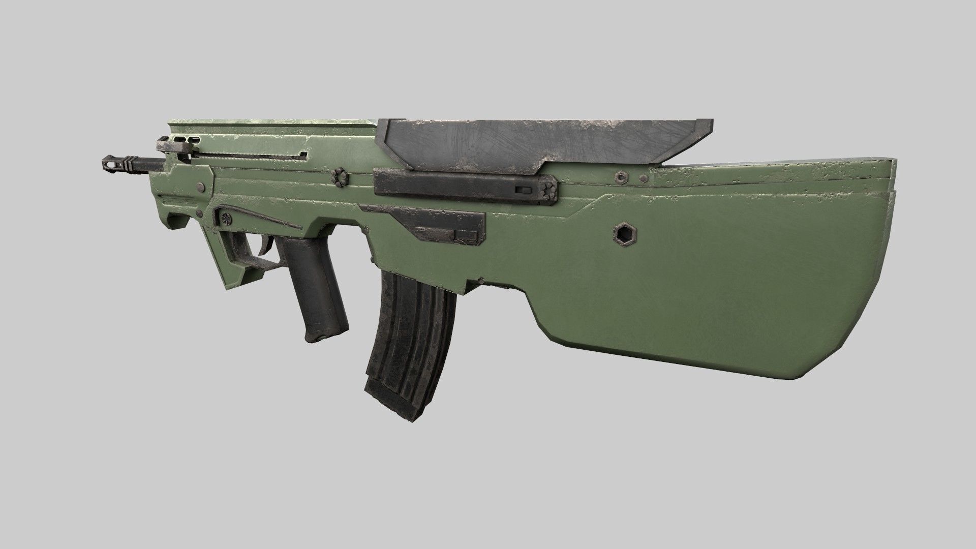 Assault rifle Low-poly 3D model_5