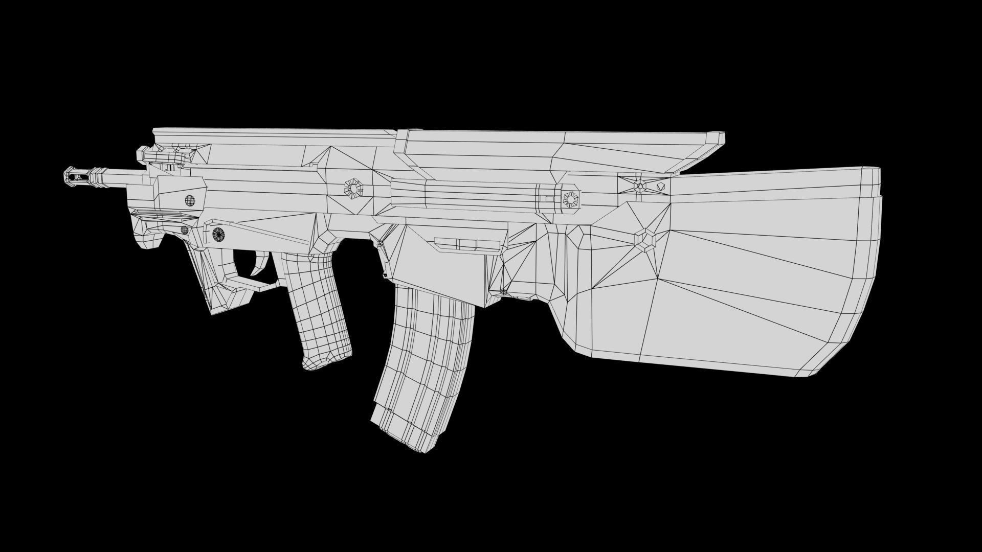 Assault rifle Low-poly 3D model_9