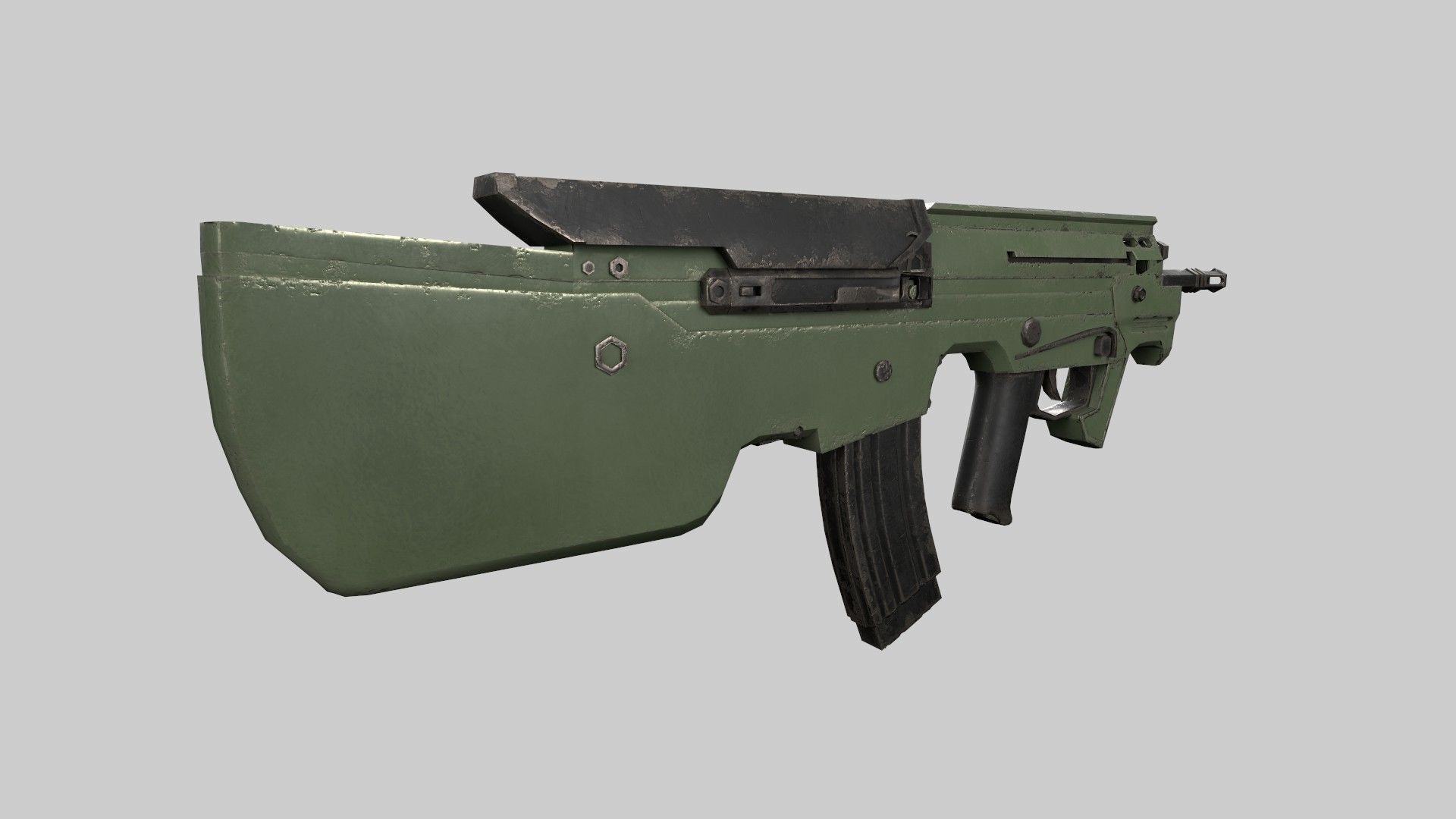 Assault rifle Low-poly 3D model_4