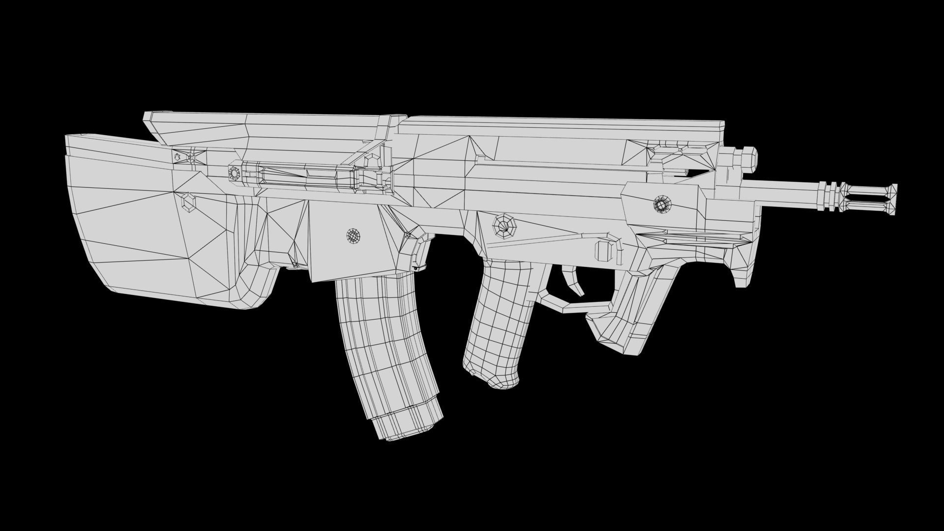 Assault rifle Low-poly 3D model_10