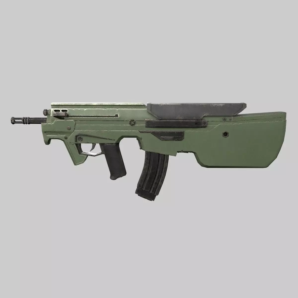 Assault rifle Low-poly 3D model_0