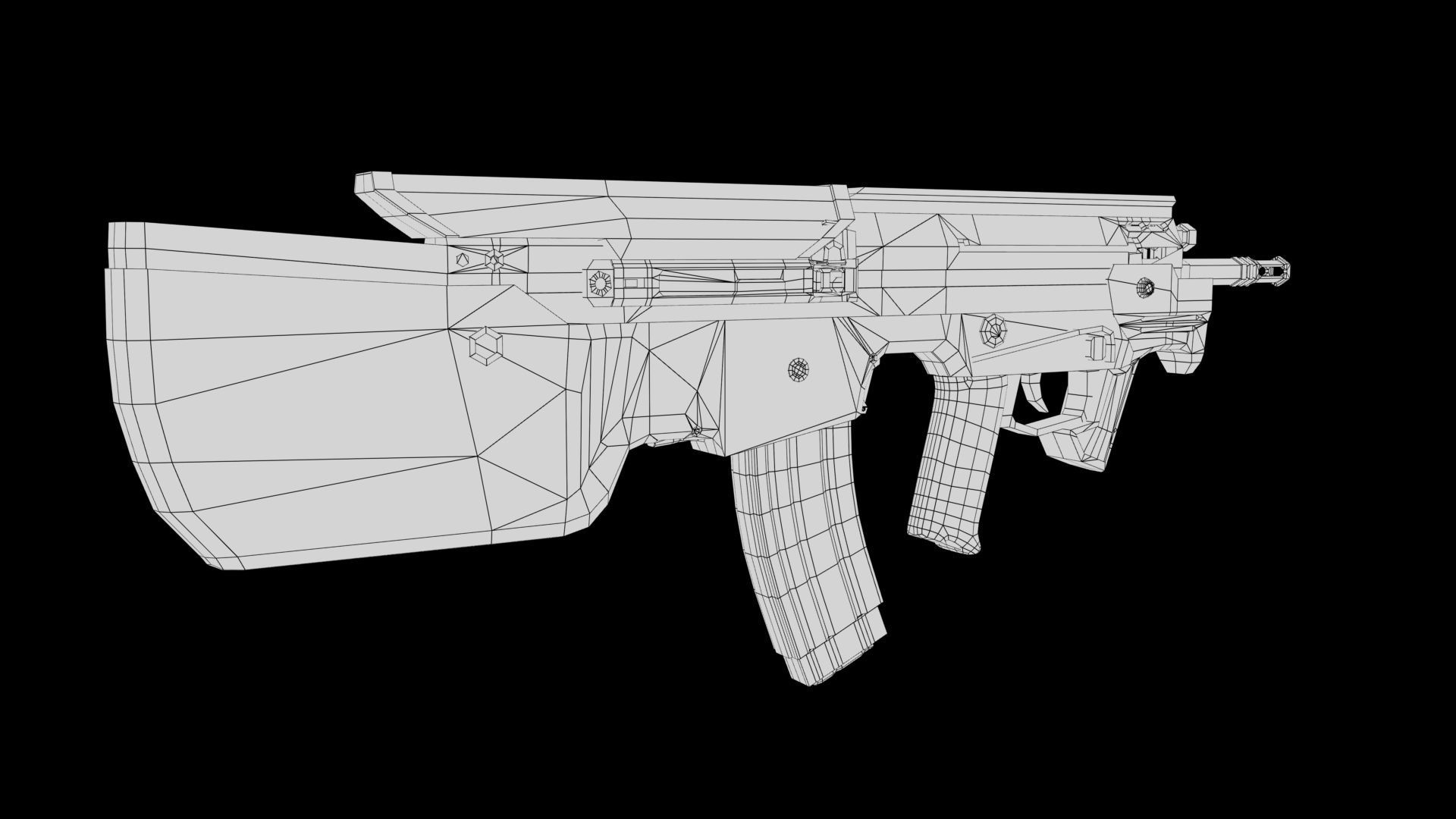 Assault rifle Low-poly 3D model_6