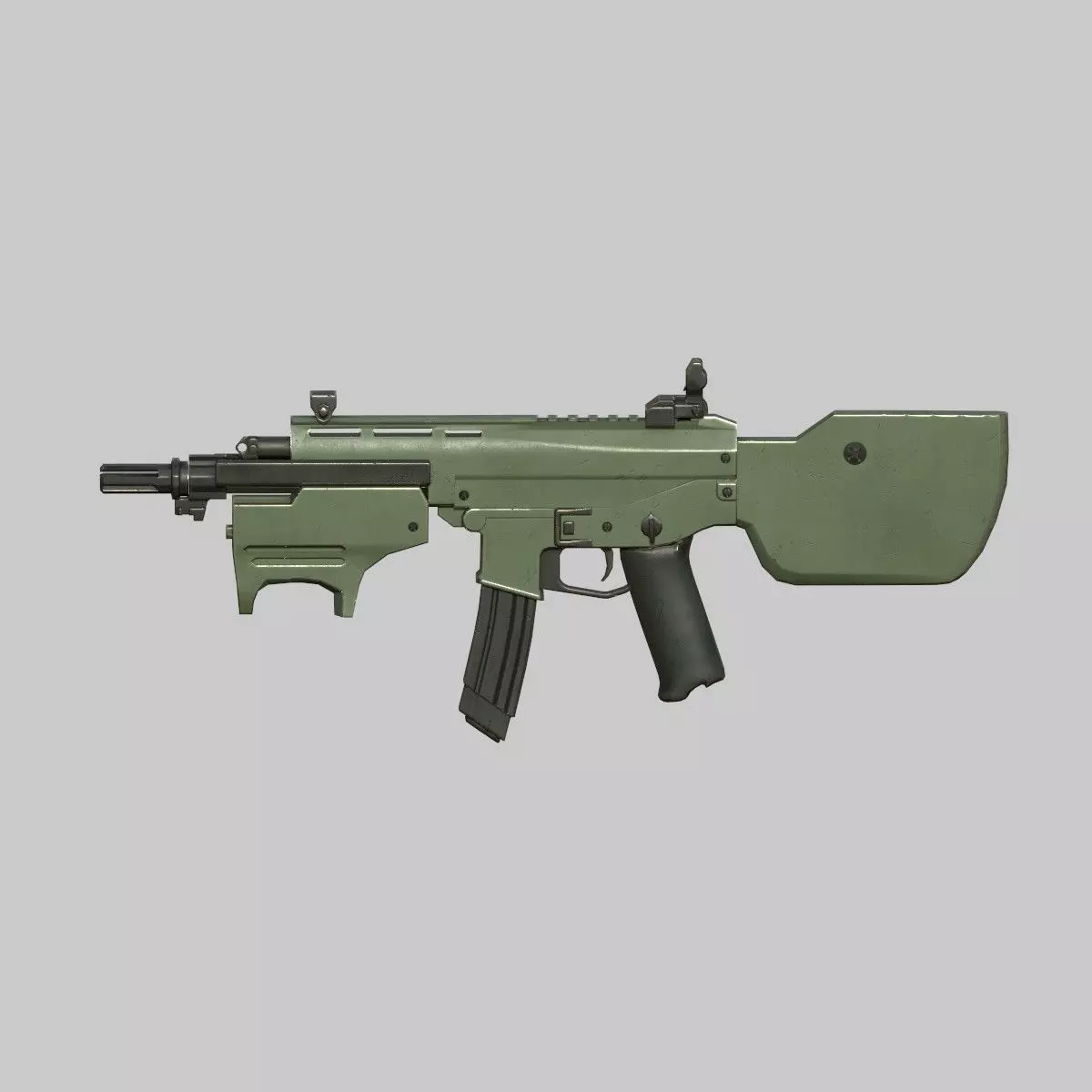 Assault rifle Low-poly 3D model_0