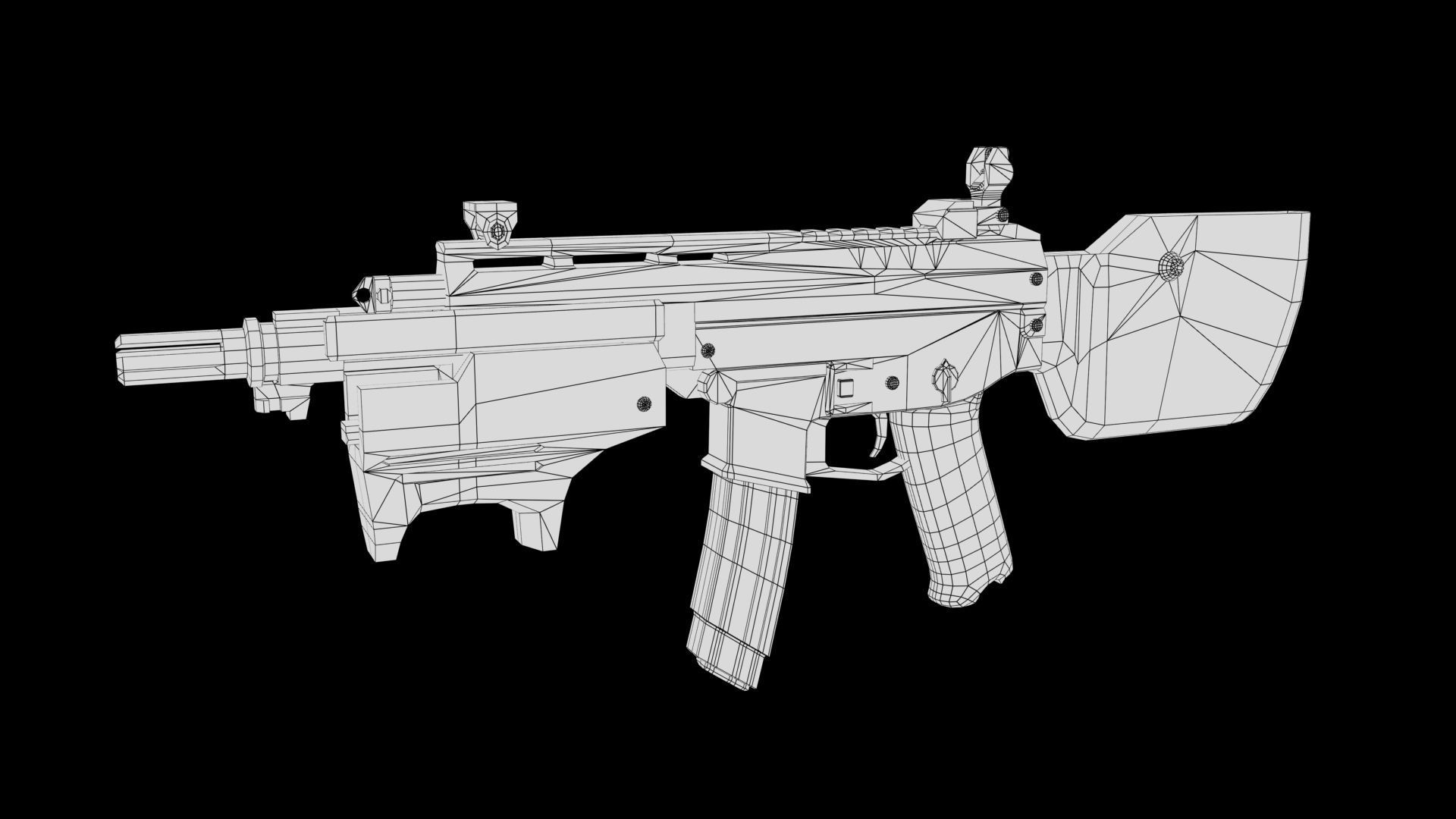 Assault rifle Low-poly 3D model_5