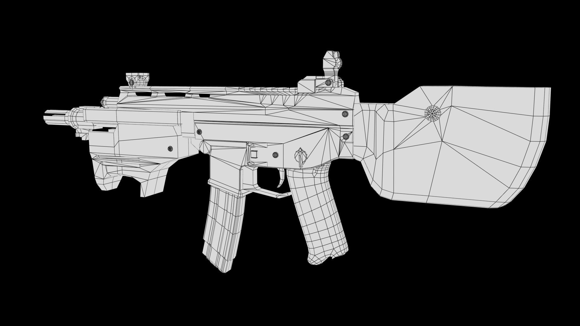 Assault rifle Low-poly 3D model_9