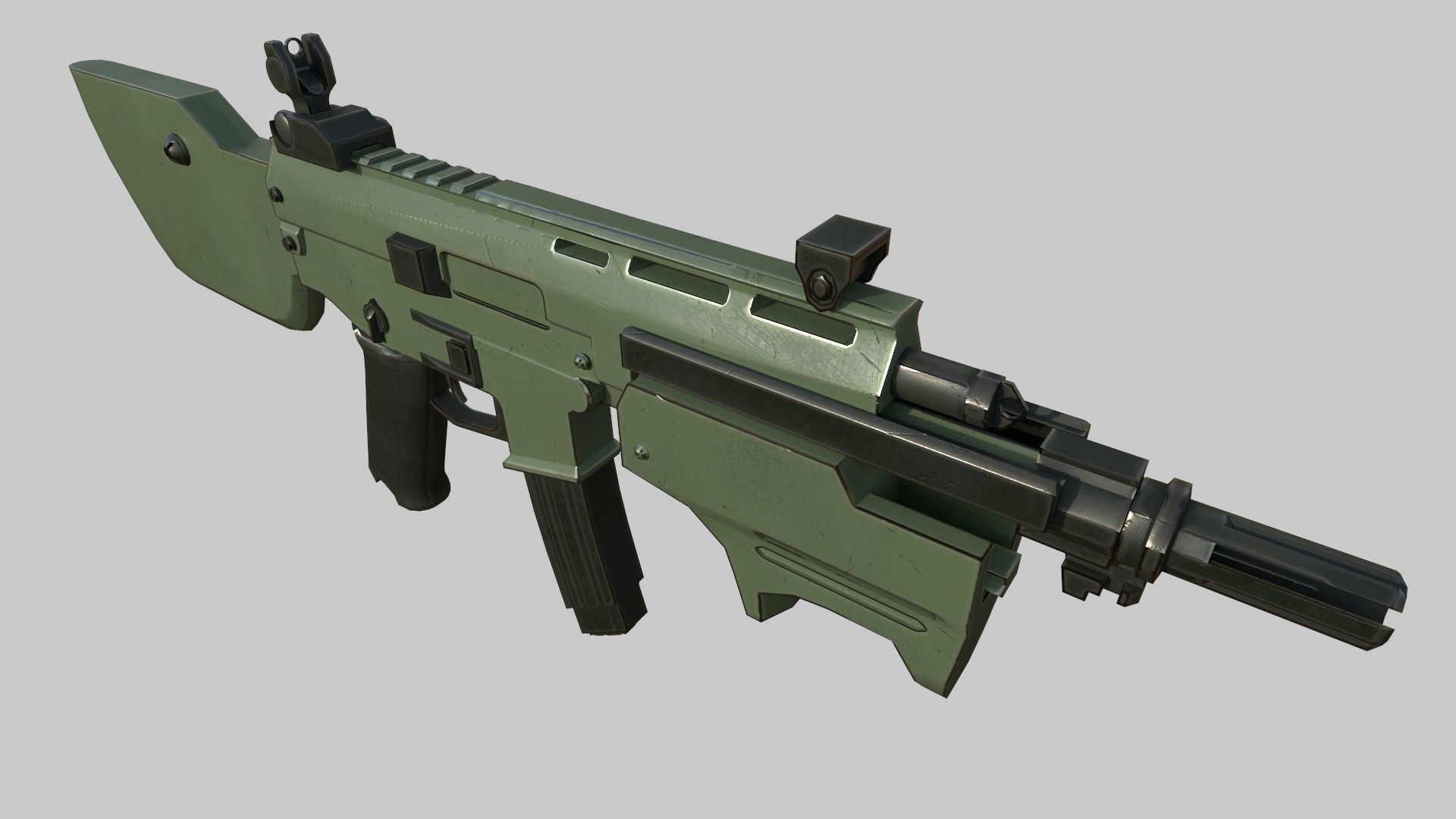 Assault rifle Low-poly 3D model_10