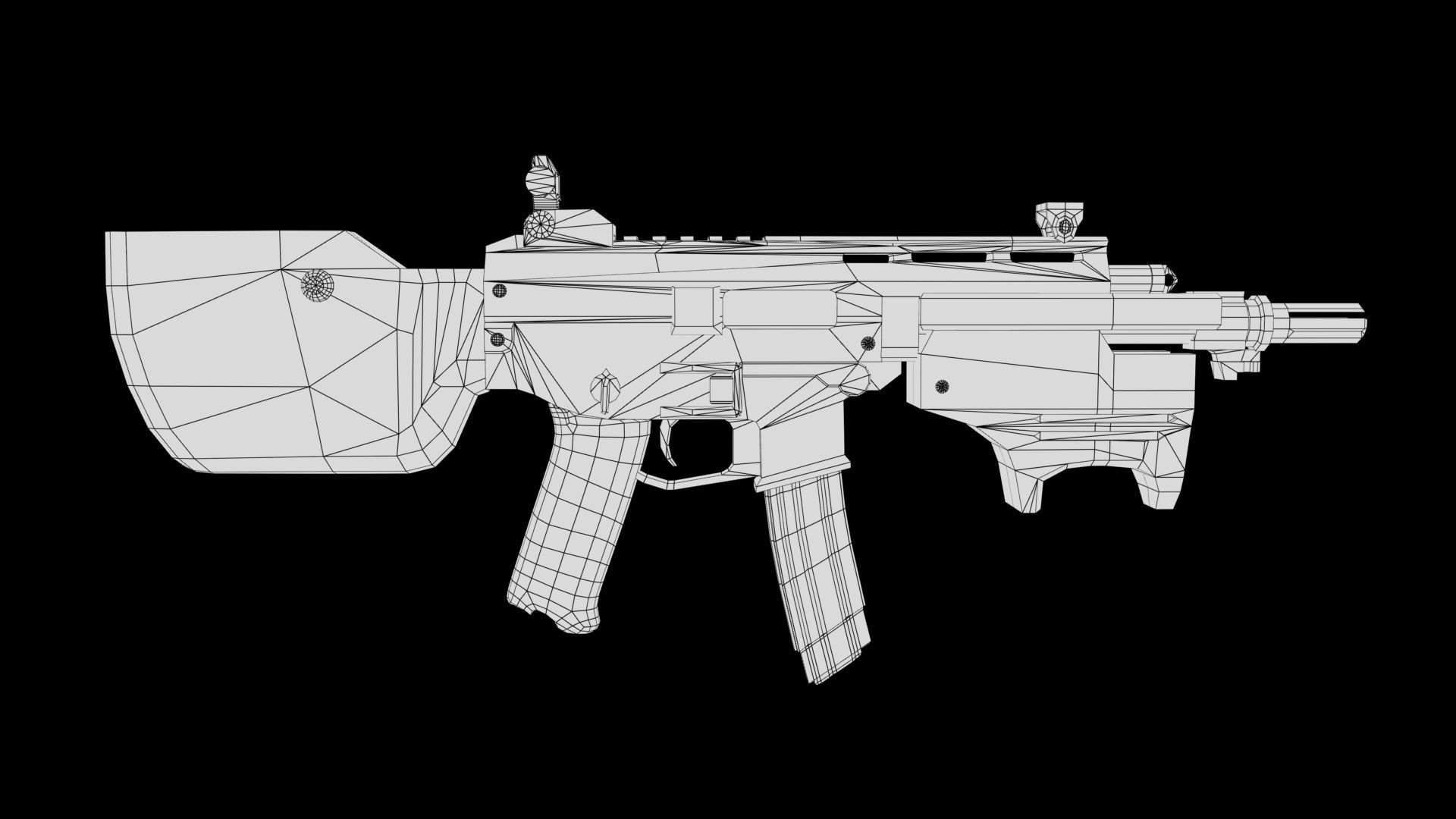 Assault rifle Low-poly 3D model_8