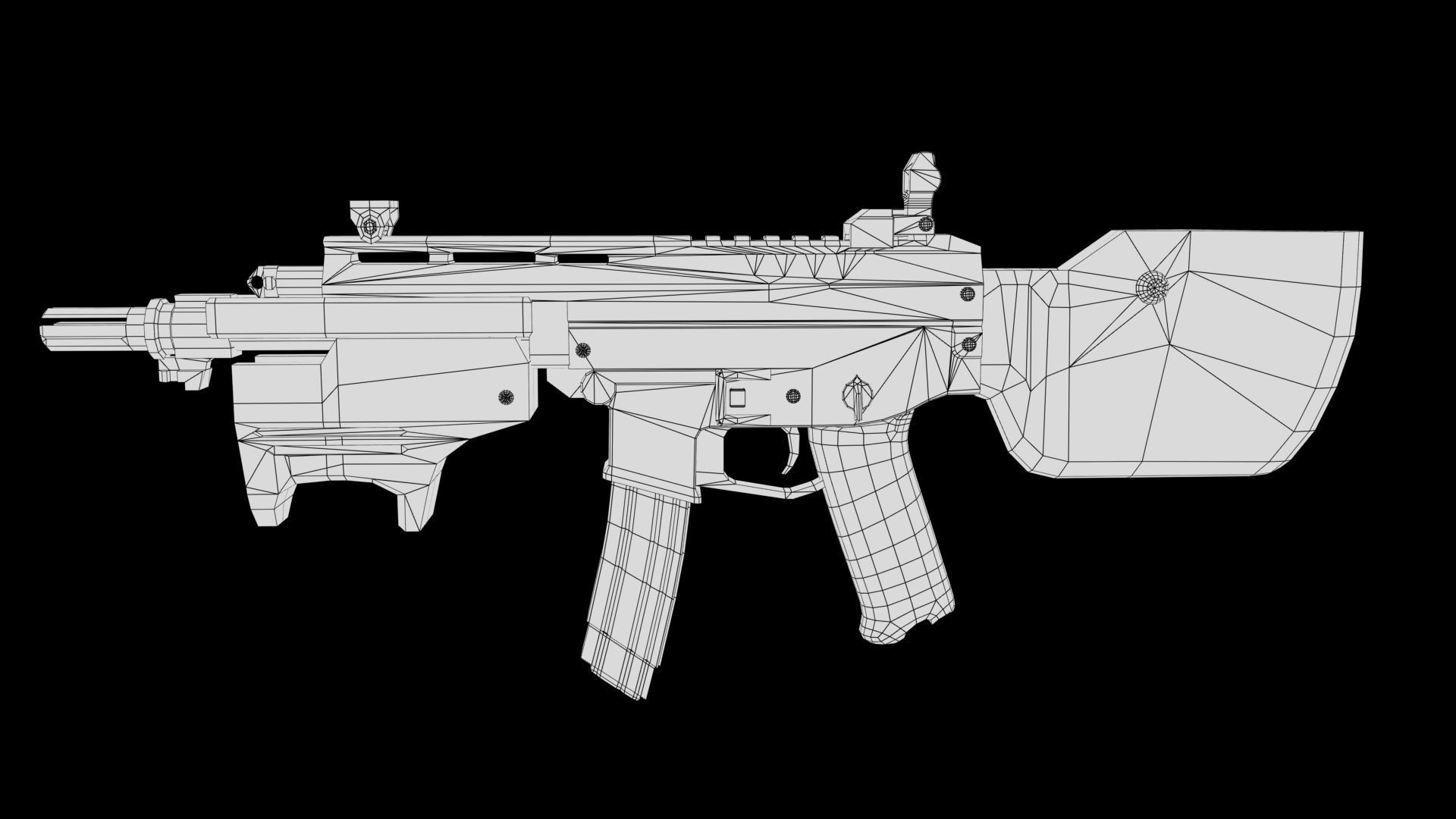 Assault rifle Low-poly 3D model_6