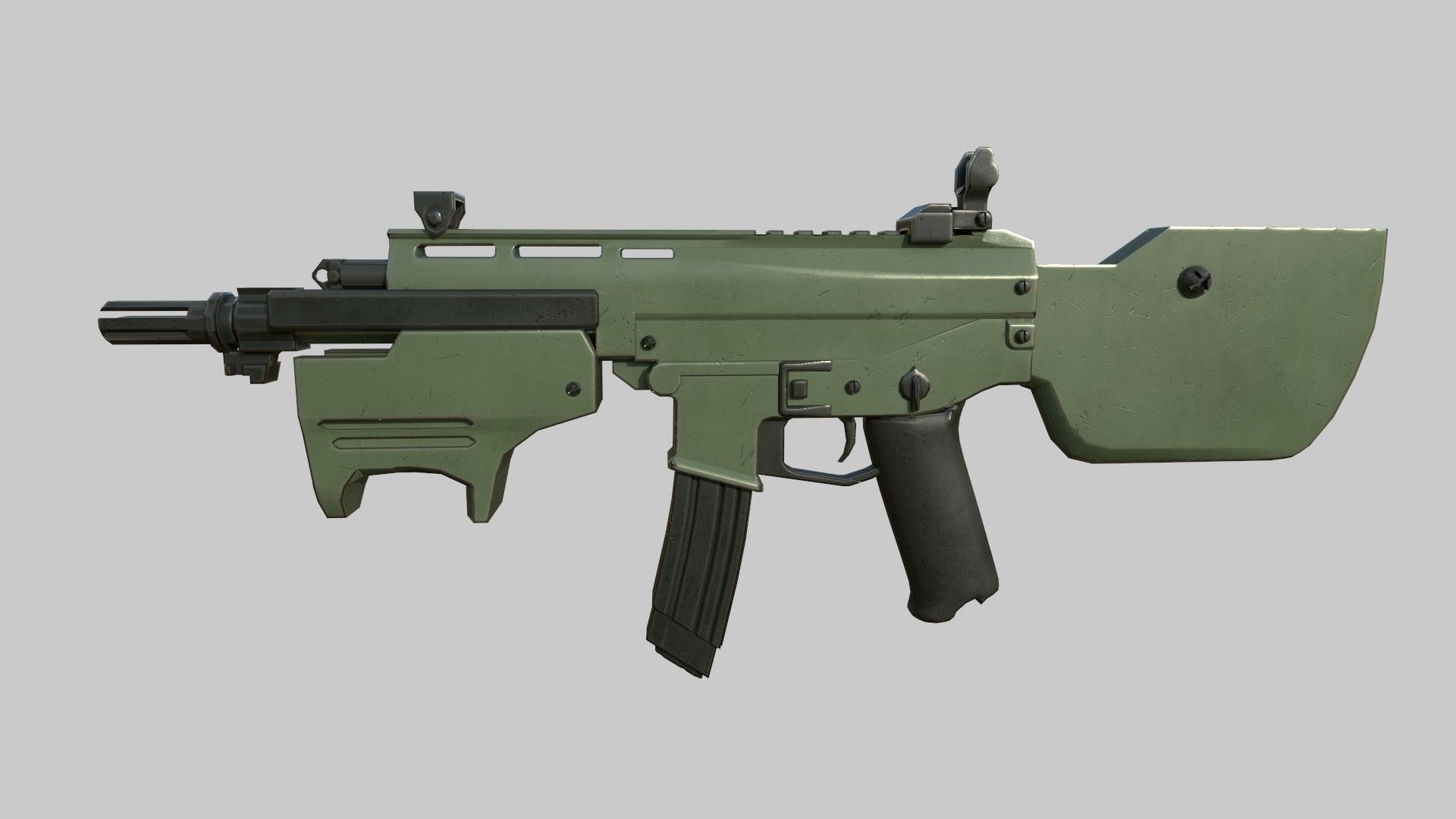 Assault rifle Low-poly 3D model_2