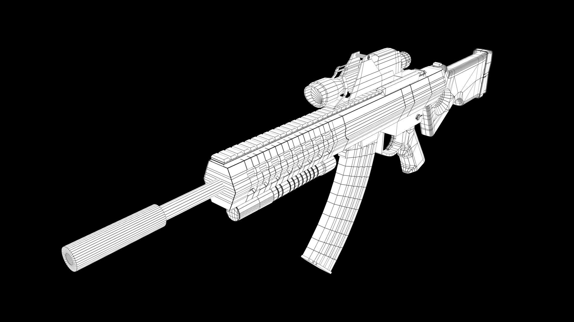 Assault rifle Low-poly 3D model_8