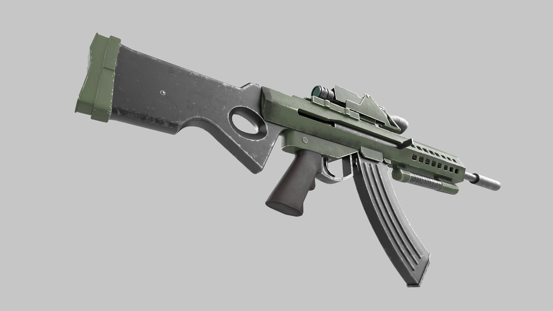 Assault rifle Low-poly 3D model_5