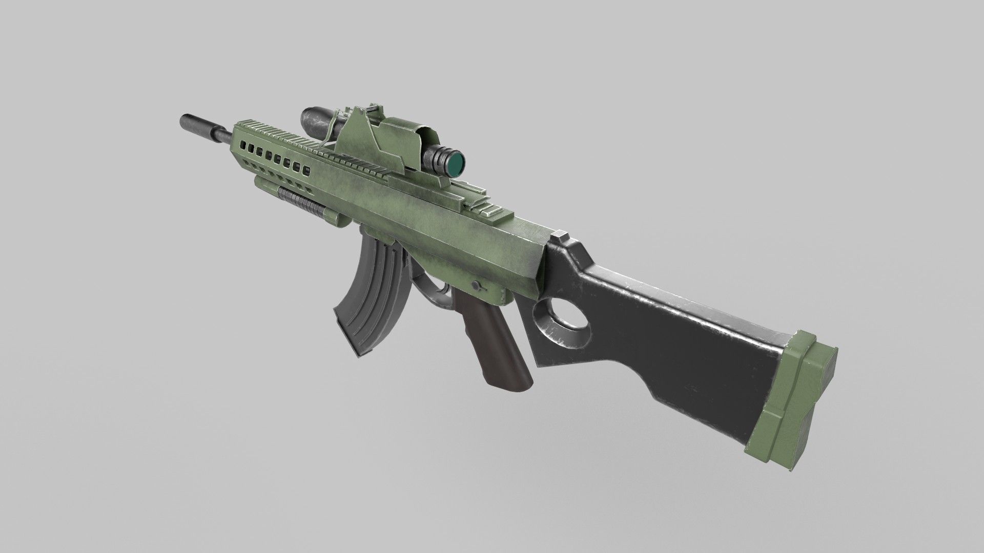 Assault rifle Low-poly 3D model_4