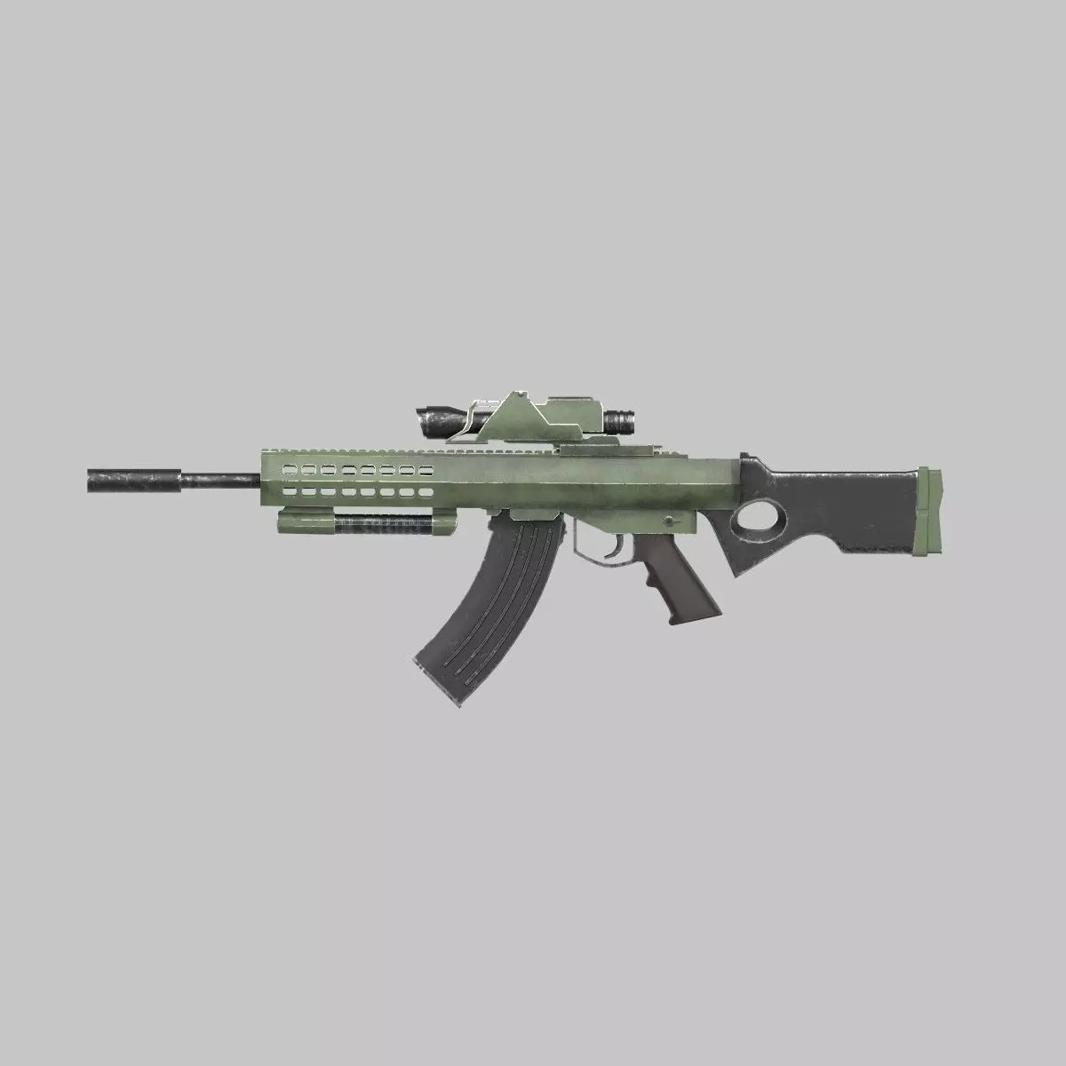 Assault rifle Low-poly 3D model_0