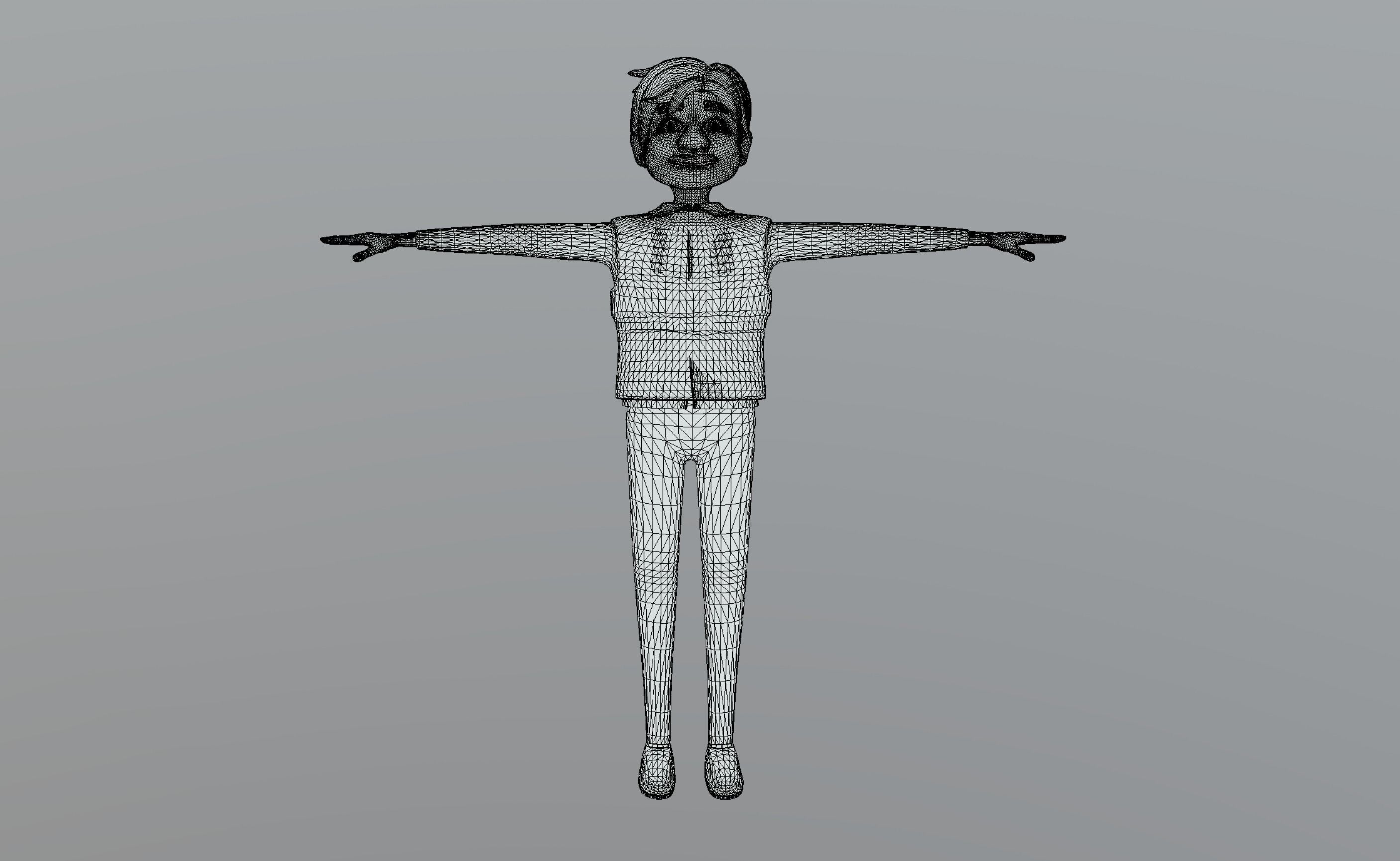 Cartoon Old Man Low-poly 3D model_11